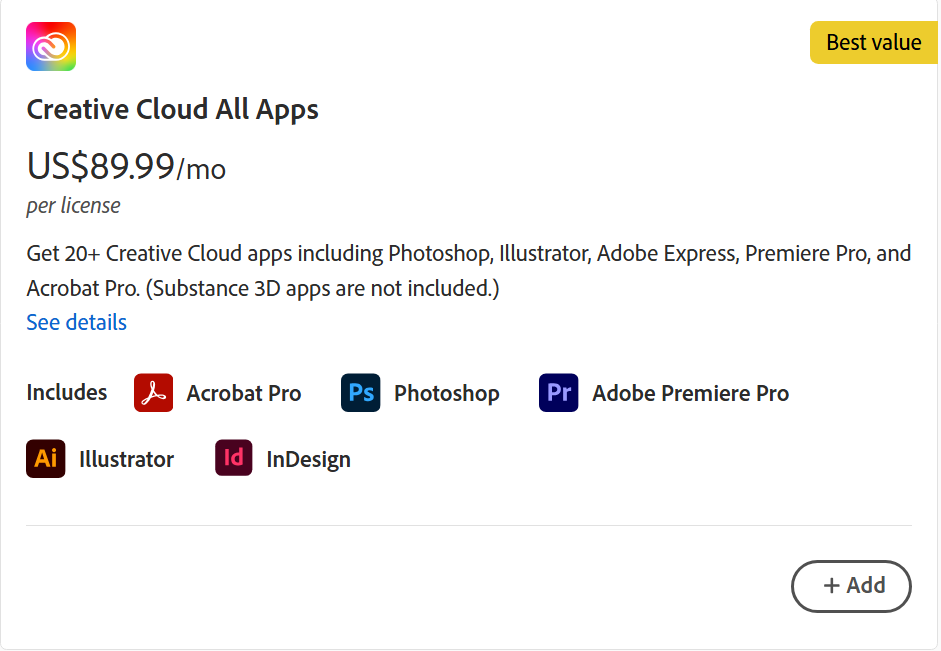 Adobe creative cloud's pricing plans